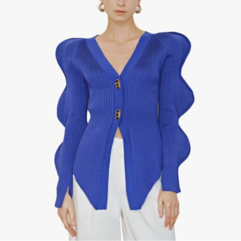 Urban Revivo Blue Ribbed Women's Sweater Size Large NWT